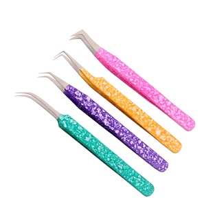 Pince à épiler d'extension de cils d'isolation de logo personnalisé de marque privée pince à cils colorée en acier inoxydable - Product Image 2