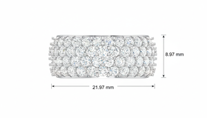 Anillo de Oro de 14K para Mujer con Cuatro Hileras de Diamantes Naturales Brillantes para Cualquier Ocasión - Product Image 2