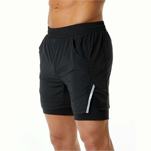 Pantalones cortos para correr informales para hombre al por mayor con logotipo personalizado, pantalones cortos de cintura media teñidos lisos para entrenamiento, gimnasio, deportes atléticos, servicio OEM - Product Image 3