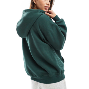 High Quality Oversized Women's Knitted <b>Long</b> <b>Sweatshirt</b> Custom Embroidery Drop Shoulder Hoodie Turtleneck 100% Cotton Winter - Product Image 4