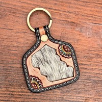 Nouvel arrivage de porte-clés en cuir repoussé à la main porte-clés en cuir de fourrure de vachette porte-clés élégant porte-clés Offre Spéciale