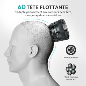 Rasoir Électrique Rechargeable pour Hommes, Tondeuse Rotative pour Crâne Chauve avec Cinq Lames, Utilisation Humide/Sèche, Étanche IPX7, Affichage - Product Image 3
