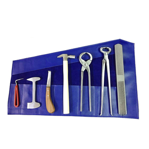 Kit de maréchal-ferrant professionnel réutilisable et durable en acier inoxydable à haute teneur en carbone avec étui à outils pour usage vétérinaire à cheval - Product Image 1