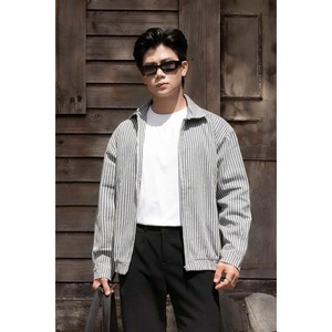 TST 2131 Unisex <b>Vintage</b> Nonwoven Breathable Eco-Friendly Basic Casual Geometric Pattern Bomber <b>Jacket</b> - Product Image 2