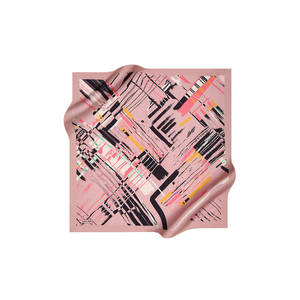Powder Pink Polyester <b>Square</b> <b>Scarf</b> with Geometric Pattern - Product Image 1