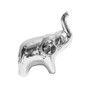 Petite sculpture d'éléphant plaquée nickel, figurine d'éléphant décorative en argent, décoration de table basse, objet d'accessoires pour la maison - Product Image 1