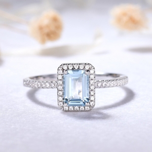 Aigue-marine naturelle Gemstone Luxury New Design Solid Gold Fine Jewelry Rings with Real Diamond Ring - Product Image 2