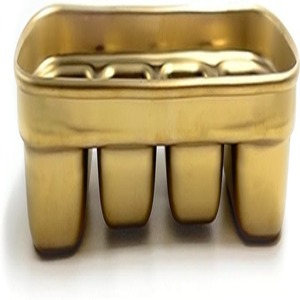 Service de vaisselle élégant en acier inoxydable doré, bols à tremper à 4 compartiments avec tasses à sauce divisées, plateau à tremper en or - Product Image 4