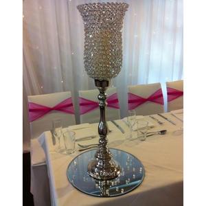 Bougeoir en cristal de luxe Fêtes de mariage Décoration de table Pièce maîtresse Élégant bougeoir en cristal argenté - Product Image 3