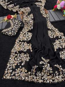 Sari de seda pura Rangoli con bordado de secuencia y Zari para todas las ocasiones - Product Image 2