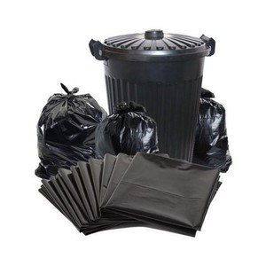Bolsas de basura biodegradables grandes negras resistentes de alta calidad con fuelle inferior e impresión de huecograbado para uso en supermercados - Product Image 2