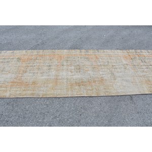 พรมขนแกะตุรกีวินเทจของแท้ดีไซน์เย็บปะสีส้มสีเบจ3.7ft x 11.5ft ขนาดแบนทอของตกแต่งห้องนั่งเล่น - Product Image 3