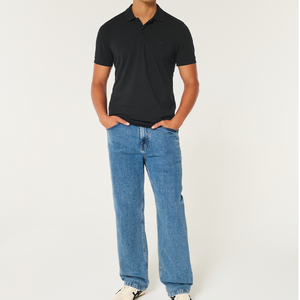 Cómodo Polo negro azabache para hombre con logotipo bordado personalizado Polo de secado rápido para hombre 100% Polo de algodón para hombre - Product Image 5