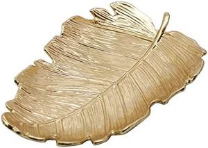 Élégant plateau en métal en forme de feuille de palmier doré plateau décoratif bijoux organisateur de vaisselle porte-bibelot élégant décor à la maison cadeau - Product Image 2