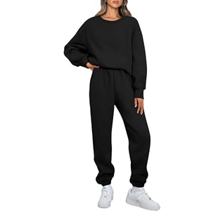 Conjuntos de prendas de vestir exteriores de 2 piezas de moda de otoño de alta calidad para mujer, sudadera transpirable de gran tamaño, pantalones de chándal holgados tejidos de invierno - Product Image 1