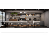 Ensemble de comptoirs de café avec éclairage LED et boîte à menu lumineuse, mobilier industriel complet pour salon de thé et café