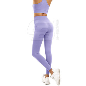 Ensemble de yoga pour femmes de haute qualité sans couture vente chaude Spandex Polyester respirant et élastique fermeture à la taille motif solide - Product Image 5