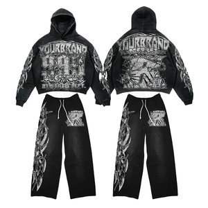 Trajes de chándal de gran tamaño unisex lavado con ácido a medida nuevos trajes de sudor para correr para hombres al por mayor trajes de chándal lavado con ácido precios al por mayor - Product Image 1