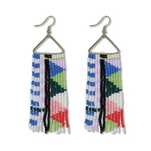 Pendientes colgantes de flecos largos hechos a mano para mujer accesorio de moda de tendencia con cuentas coloridas con opciones de personalización - Product Image 2