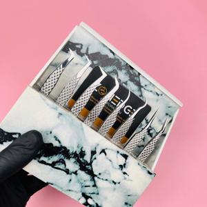 Pinzas de extensión de pestañas de la mejor calidad, pinzas de volumen de pestañas de agarre de diamante de acero inoxidable japonés plateado, Etiqueta Privada - Product Image 2