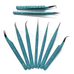 Pinzas de pestañas de acero inoxidable mejor valoradas para artistas de maquillaje herramienta de belleza de etiqueta privada para extensiones de pestañas y trabajo de aislamiento - Product Image 5