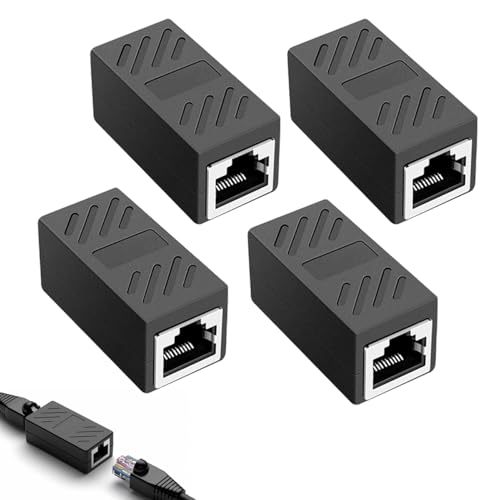 LAIXIABAO 4-Piece RJ45 Female Female Ethernet Connector Plug-In LAN Network Cable Extender ABS Material