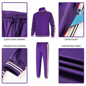 ชุดวอร์มผ้าฟลีซสีม่วงแบบมีเชือกผูก คุณภาพสูง สกรีนโลโก้ได้ตามต้องการ สำหรับฤดูหนาว สไตล์สตรีทแวร์ แบบกลับด้านได้ ระบายอากาศดี เป็นมิตรกับสิ่งแวดล้อม เหมาะสำหรับออกกำลังกาย - Product Image 4