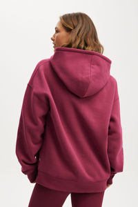 Vente chaude Sangria goutte épaule femmes surdimensionné graphique à capuche Anti-rides et respirant sweats à capuche pour femmes Gym sweat à capuche zippé - Product Image 4