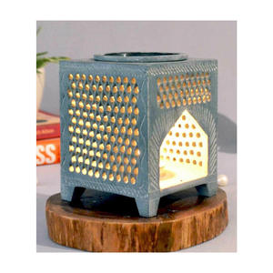 Pierre ollaire de forme carrée unique faite à la main avec brûleur à mazout d'arôme de travail de sculpture pour hôtel et restaurant - Product Image 4