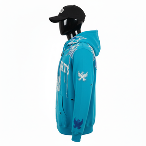 Sudadera con Capucha y Cremallera de Felpa Suave de 350 g/m², Color Turquesa, con Diseño Bordado, Logotipo Personalizado, Sudadera con Capucha de Moda Básica - Product Image 5