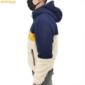 Soft Lamb of Warm Color Block Fleece <b>Sherpa</b> Jacket With <b>Hoodie</b> Hot Sale Wholesale Low Price - Product Image 3