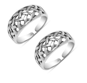 925 เงินสเตอร์ลิงคลาสสิกตาข่ายแหวนนิ้วเท้ากลวง Twist รูปแบบเปิดปรับแฟชั่นฤดูร้อนสําหรับผู้หญิงสไตล์อื่นๆ - Product Image 1