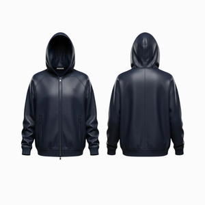 Chaqueta con Capucha de Invierno de Cuero Genuino Estilo Urbano Vintage con Impresión Digital y Forro Polar Teñido Liso en Colores Personalizados para Unisex - Product Image 3