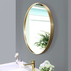 Miroir circulaire en alliage d'aluminium de couleur or avec revêtement argenté de haute qualité pour salle de bain et douche