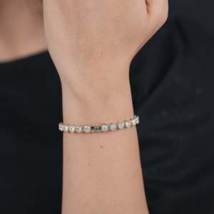 Bracelet tennis classique en diamant de laboratoire rond à grain de mil en argent sterling et or 5,445 TCW Poids en carats Clarté VS - Product Image 2
