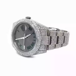 Reloj de Lujo de Negocios con Movimiento de Cuarzo Miyota, Esfera de Cristal con Números Romanos, Diamantes de Moissanita, Acero Inoxidable, Unisex, Resistente al Agua 3BAR - Product Image 2