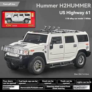 รถโมเดลโลหะ HUMMER H2 ขนาด 1:18 รถ SUV ออฟโรดสุดหรู พร้อมประตูที่เปิดได้ เสียงและไฟตกแต่งภายในอย่างละเอียด - Product Image 3