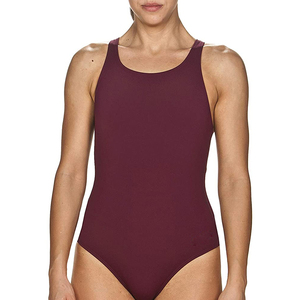 Traje de Baño de Una Pieza para Mujer, Color Sólido, Cuello Redondo, Corte Alto, Elástico, Spandex, Poliéster, Diseño con Letras - Product Image 1