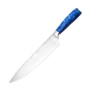 Vente en gros personnalisé OEM ODM Coutellerie Couteau de chef avec manche en résine bleue Couteau de cuisine en acier inoxydable et métal - Product Image 1