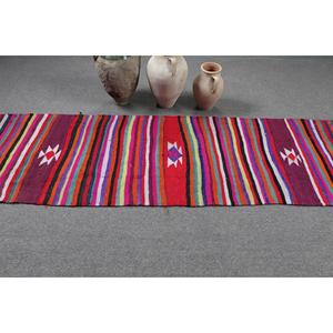 2.7x9.1 ft Turkish Rug, Vintage <b>Runner</b> Rug, <b>Red</b> Purple Ombr Wool Rug - Product Image 3