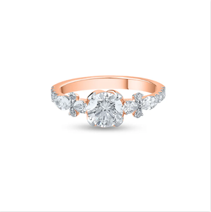 Bague en or rose de qualité supérieure avec cinq diamants naturels pour un mariage glamour ou une cérémonie de fiançailles d'Inde - Product Image 1