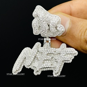 Pendentif personnalisé Moissanite VVS en argent sterling 925, pendentif Moissanite VVS glacé, pendentif lettre Moissanite VVS - Product Image 1