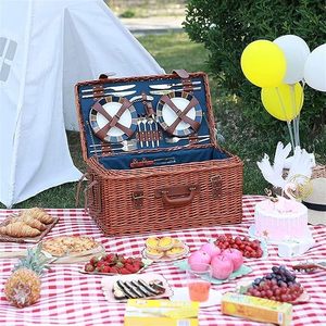 DreamCraft Handwoven Wicker <b>Picnic</b> <b>Basket</b> Set for 4 Includes Utensils & <b>Picnic</b> Mat for Outdoor Camping Parties Vietnam - Product Image 3