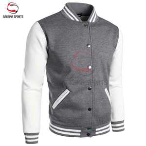 Blouson universitaire personnalisé pour homme, chaud, hiver, style baseball, manches en cuir de mouton, logo brodé, boutons, pour lycée - Product Image 3