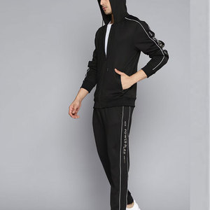 Custom Logo Men's Top Wear Athletic Tracksuit Breathable New Designs in Plain <b>Black</b> for Winter Season - Product Image 2