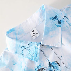 Luxury Men's Summer Vacation Outfit Breathable <b>Tropical</b> Textured Fabric <b>Shirt</b> and Shorts Set Co Ord - Product Image 1