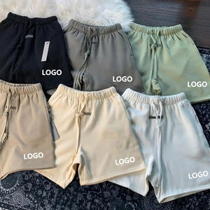 2025 pantalones cortos informales para entrenamiento de gimnasio para hombre, pantalones cortos personalizados de lana de secado rápido, algodón pesado, patrón sólido, cintura con cordón - Product Image 6