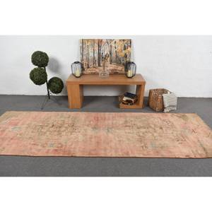 Alfombra vintage de lana turca rosa y verde de 33x104 pies, tejido plano, patrón de retazos, respaldo de látex para decoración de sala de estar - Product Image 3