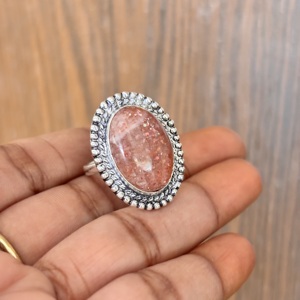 Anillos de Piedra Solar al por Mayor, Plateados, con Piedra Preciosa Natural, Hechos a Mano, Última Tendencia en Moda, Hechos de Latón - Product Image 2