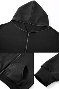 Venta al por mayor Oem Custom Blank Hoodie Custom Logo Plain Full Face Zip Up Hoodie - Product Image 5